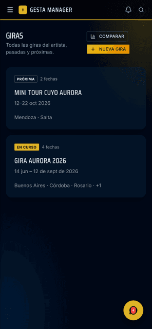 Gesta Manager — Giras